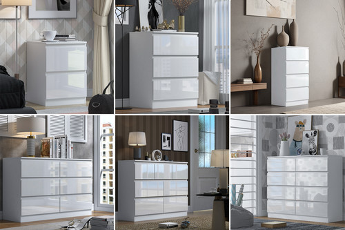 White gloss bedside - white, chest