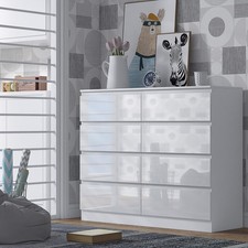 White Gloss 8 Drawer Chest of